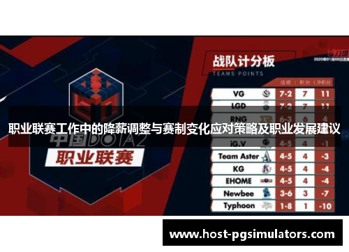 职业联赛工作中的降薪调整与赛制变化应对策略及职业发展建议
